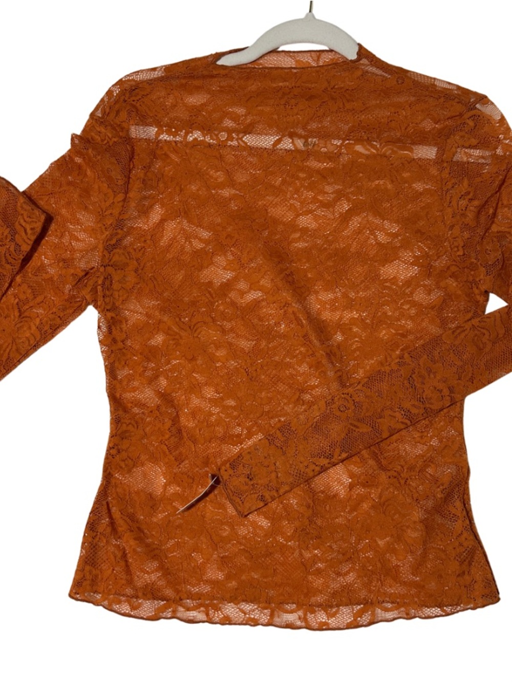 Women's Lace Long-Sleeve Top - Burnt Orange